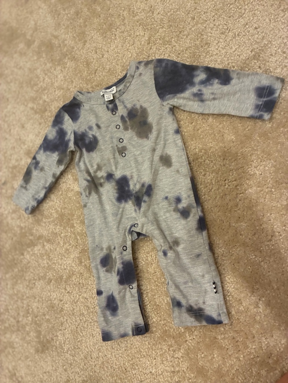 Splendid Gray & Navy Tie-Dye Baby One-Piece